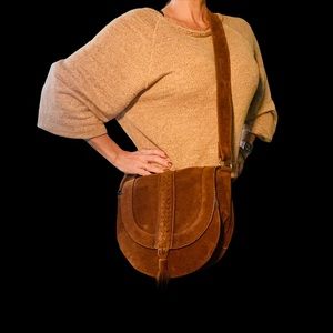 Crossbody faux suede bag NWOT